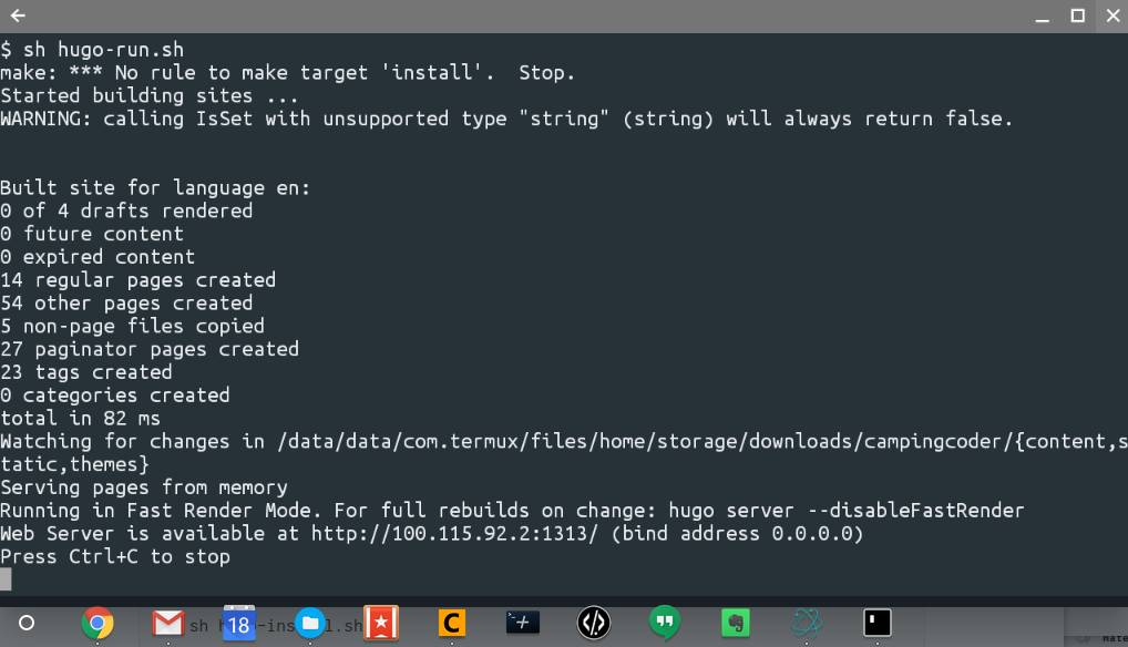 Cover image for Running Hugo on Chromebook