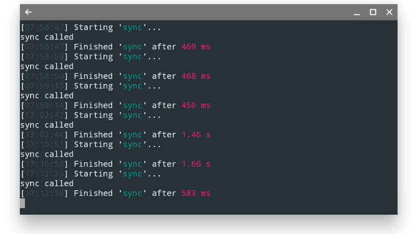 gulp.js running on Chromebook